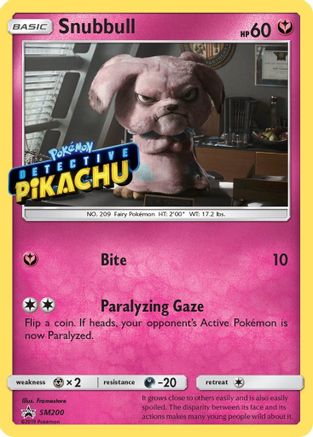 Snubbull - SM200 (Detective Pikachu Stamped) (SM200/248) [SM Promos] Holofoil - Promo product image 1, provided for visual