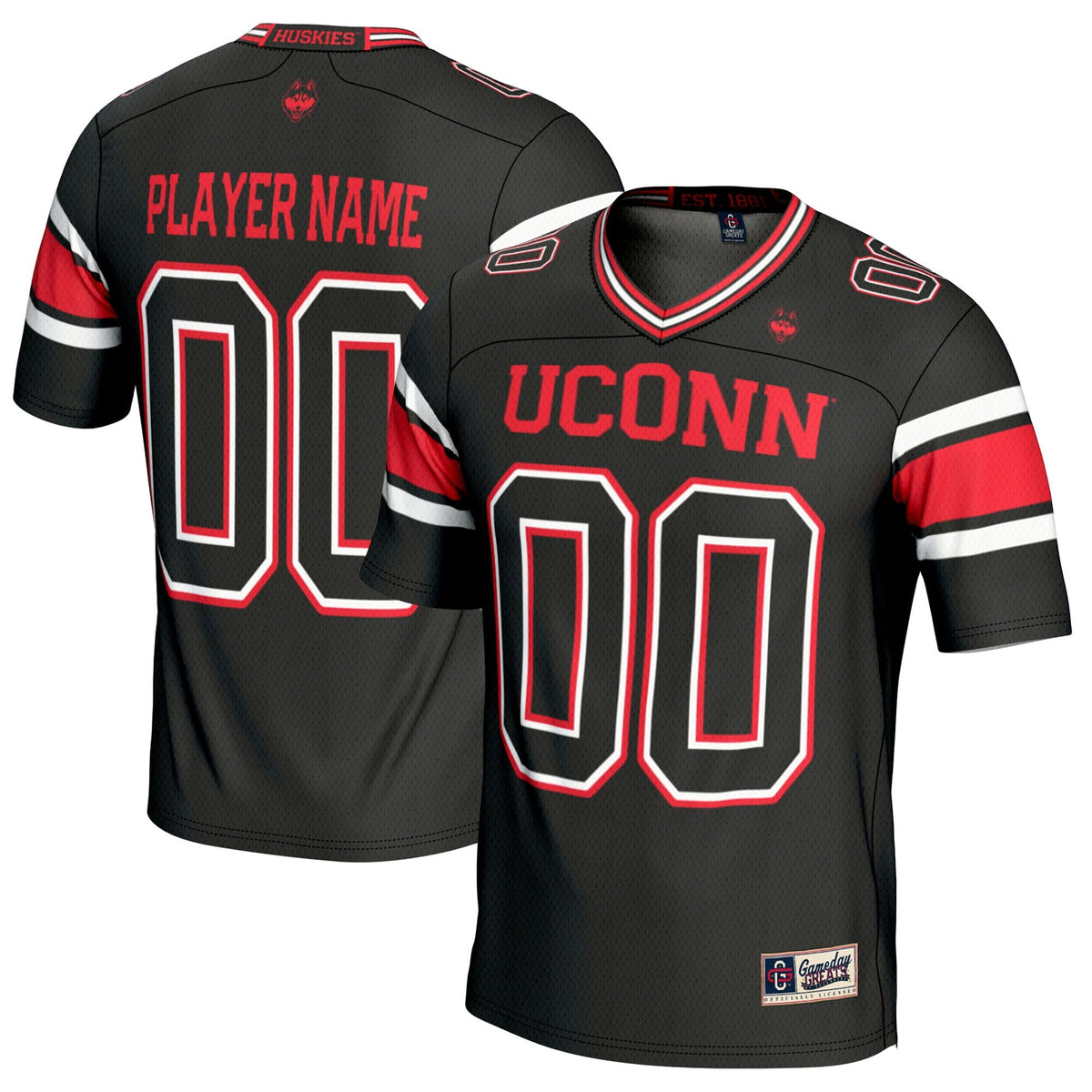 UConn Huskies NIL Pick-A-Player Football Jersey - Black product image 1