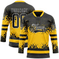 Custom Hockey Jersey - Black Yellow-White Abstract Splatter product image 1