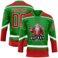 Custom Hockey Jersey - Grass Green Red-White Christmas product image 1