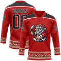 Custom Hockey Jersey - Red Black-White Christmas Santa product image 1