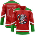Custom Hockey Jersey - Red Grass Green-White Christmas product image 1