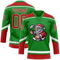 Custom Hockey Jersey - Grass Green Red-White Christmas product image 1