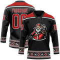 Custom Hockey Jersey - Black Red-White Christmas Santa product image 1