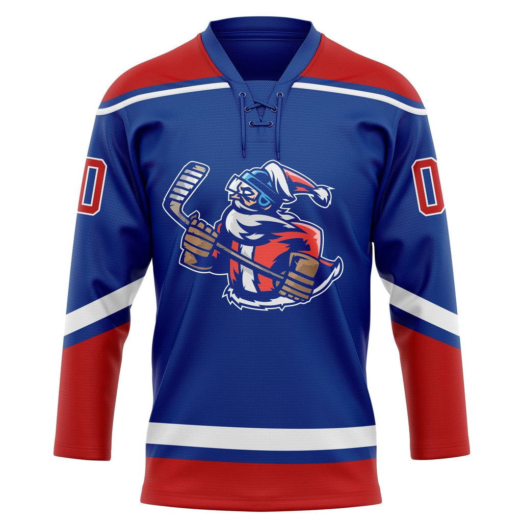 Custom Hockey Jersey - Royal Red-White Christmas Santa product image 2