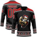 Custom Hockey Jersey - Black Red-White Christmas Santa product image 1