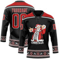 Custom Hockey Jersey - Black Red-White Christmas Santa product image 1