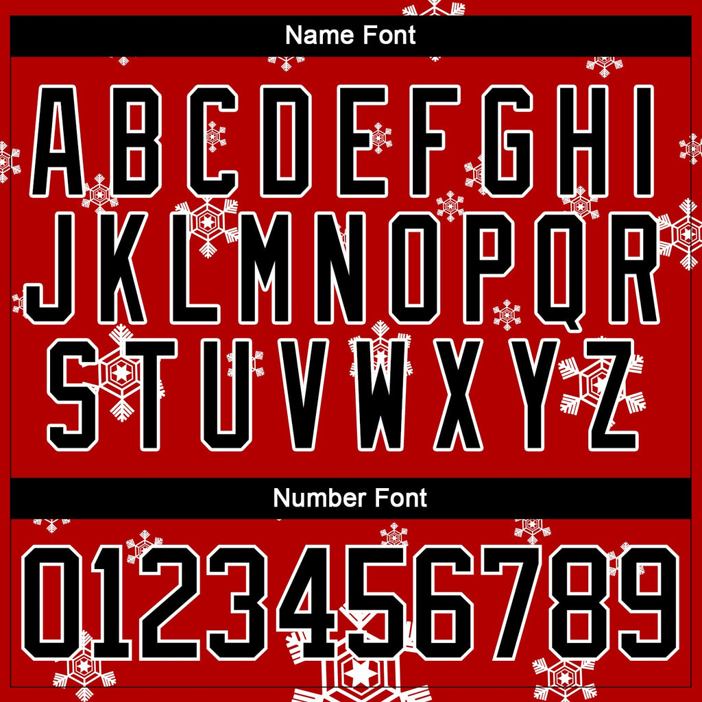 Custom Hockey Jersey - Red Black-White Christmas Snowman 3D product image 4