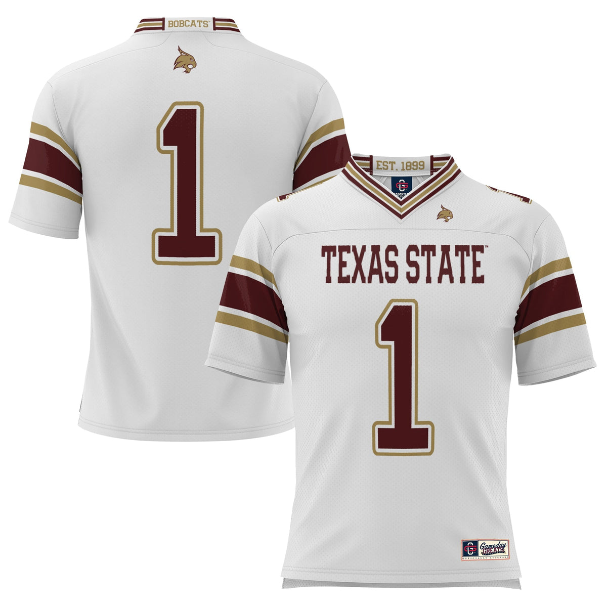 #1 Texas State Bobcats Endzone Football Jersey - White product image 2