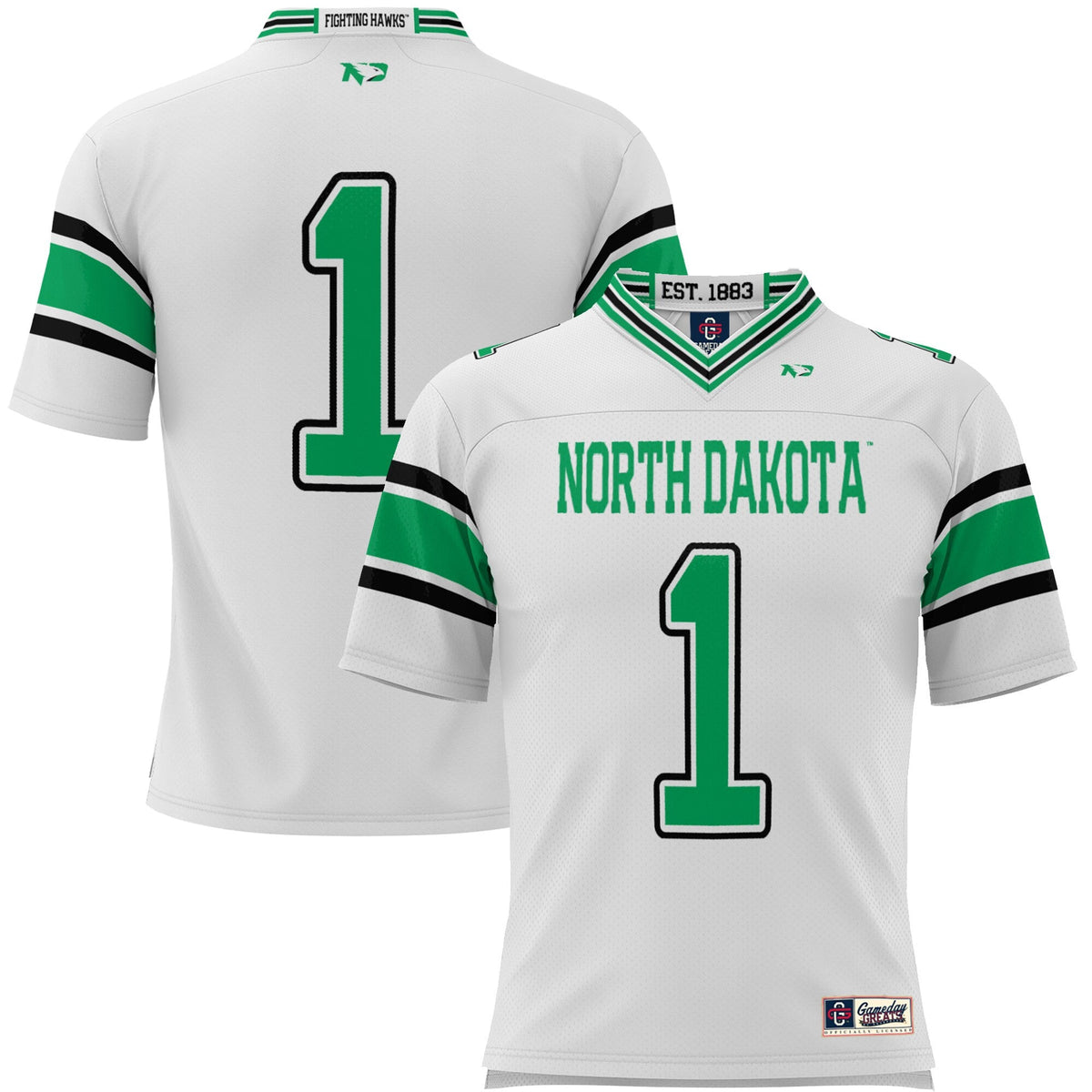 #1 North Dakota Endzone Football Jersey - White product image 2
