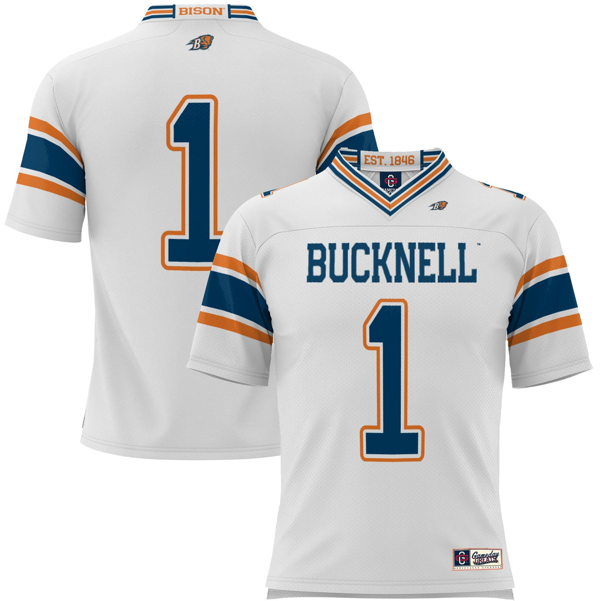 #1 Bucknell Bison Endzone Football Jersey - White product image 2