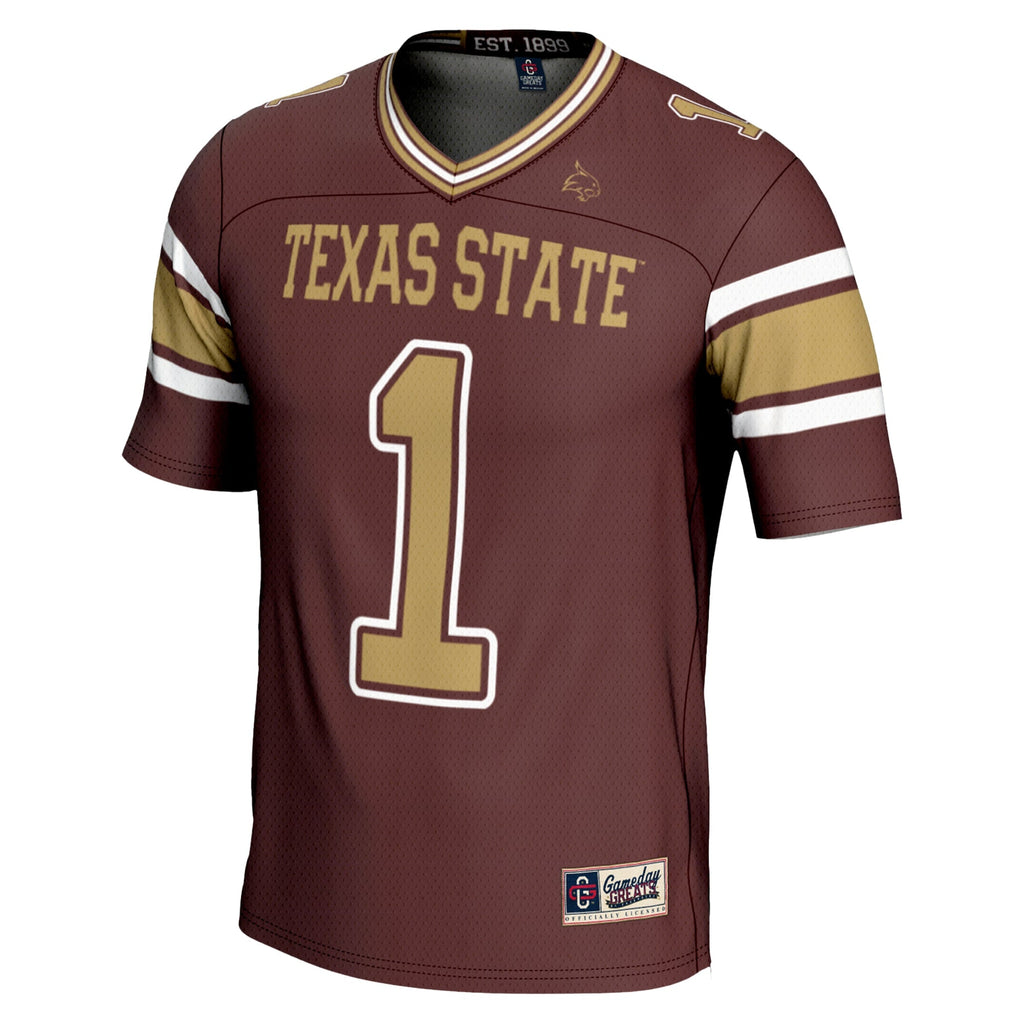 #1 Texas State Bobcats Endzone Football Jersey - Maroon product image 3
