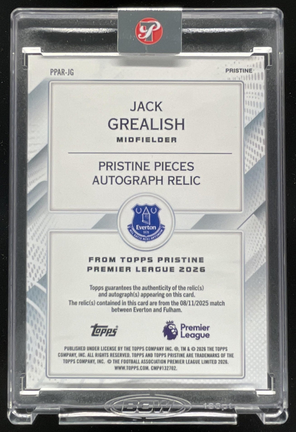 2025 Topps Pristine Premier League Pieces Relics Orange Jack Grealish Auto /25 product image 2, provided for visual