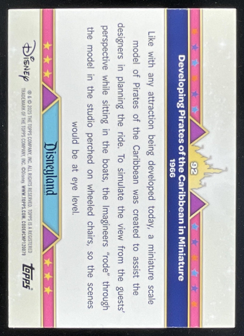2025 Topps Disneyland Timeline Aqua Developing Pirates Caribbean Miniature /150 product image 2, provided for visual