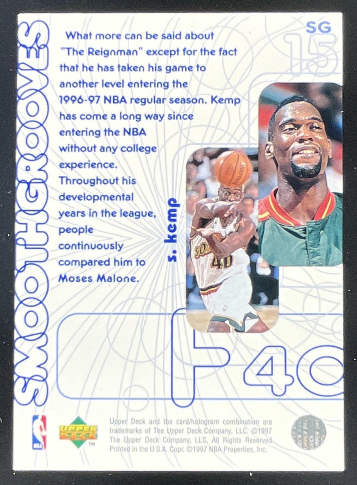 1996-97 Upper Deck Smooth Grooves #SG15 Shawn Kemp product image 2, provided for visual reference and product detail review