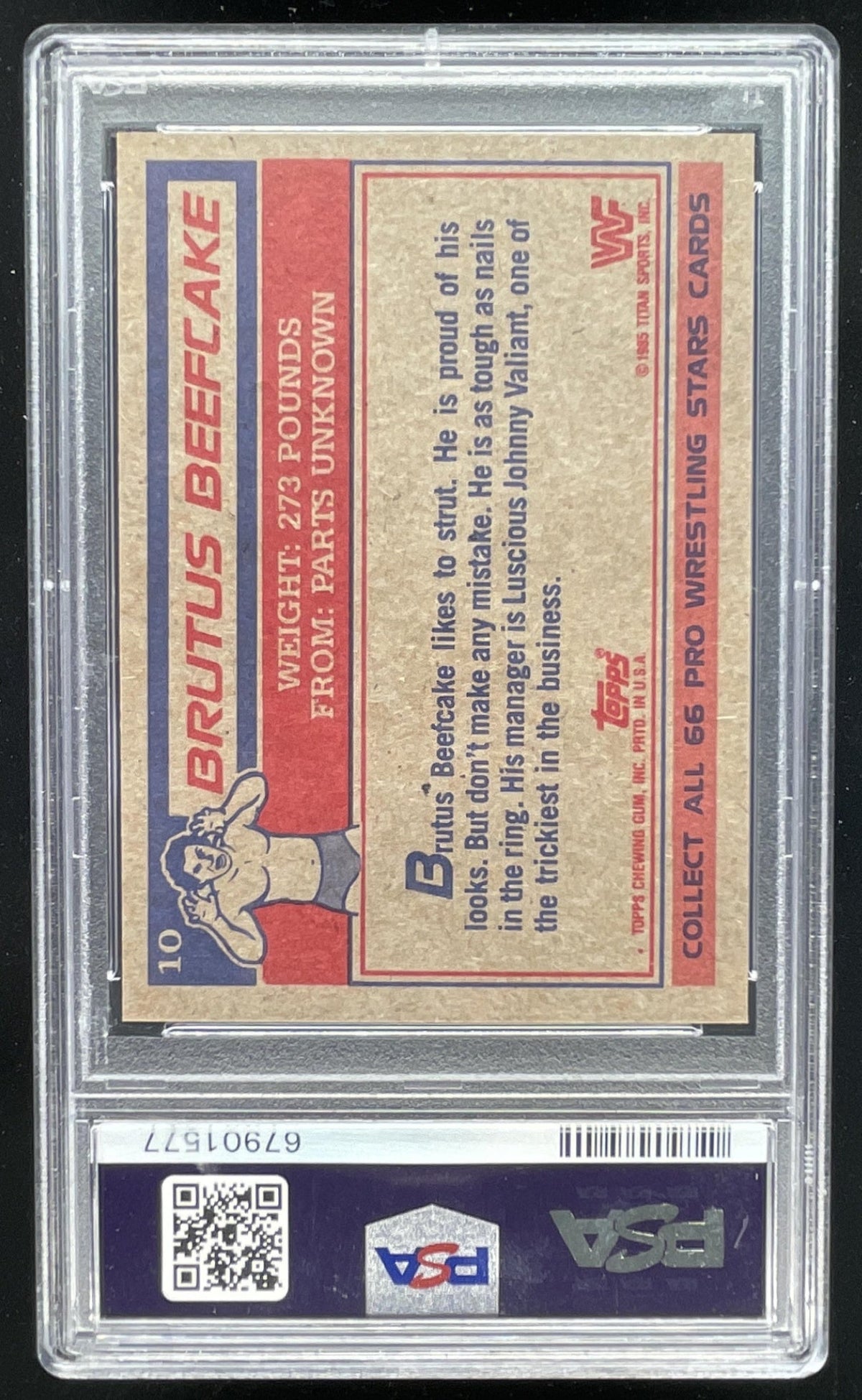 1985 Topps WWF Pro Wrestling Stars #10 Brutus Beefcake RC Auto PSA Authentic product image 2, provided for visual reference