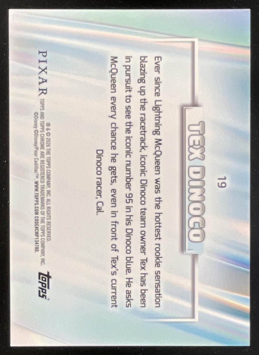 2026 Topps Chrome Disney Aqua Mini-Diamond Refractor #19 Tex Dinoco /199 product image 2, provided for visual reference and