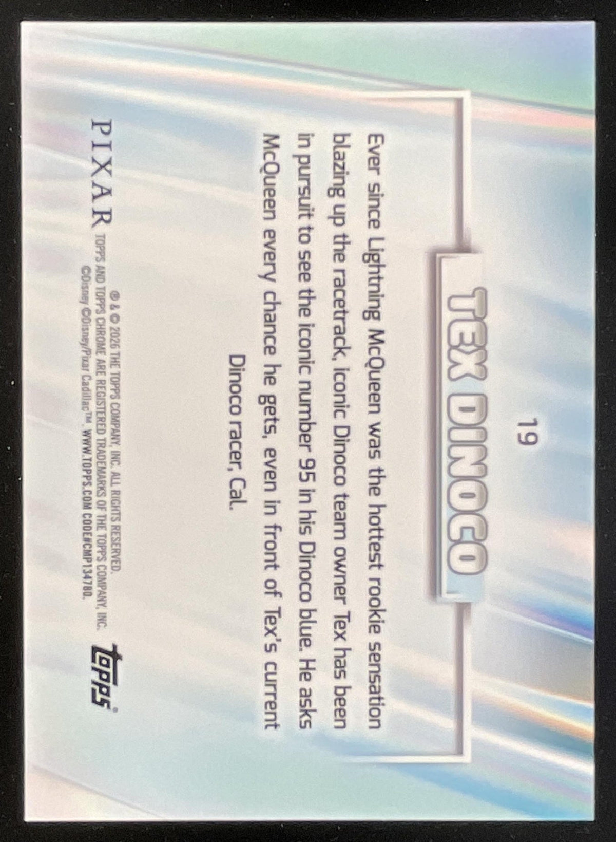 2026 Topps Chrome Disney Aqua Mini-Diamond Refractor #19 Tex Dinoco /199 product image 2, provided for visual reference and