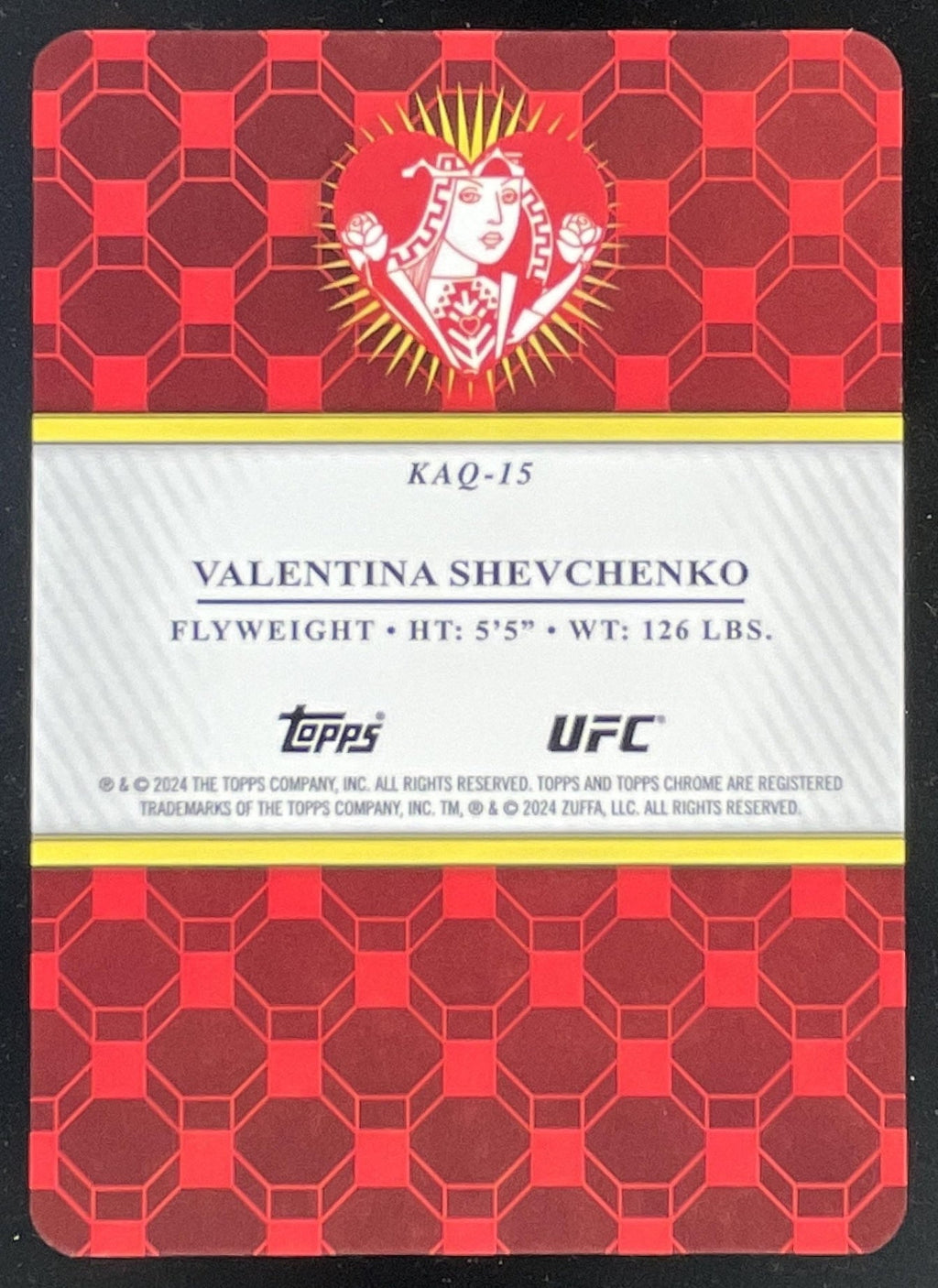 2024 Topps Chrome UFC Kings & Queens #KAQ-15 Valentina Shevchenko product image 2, provided for visual reference and product