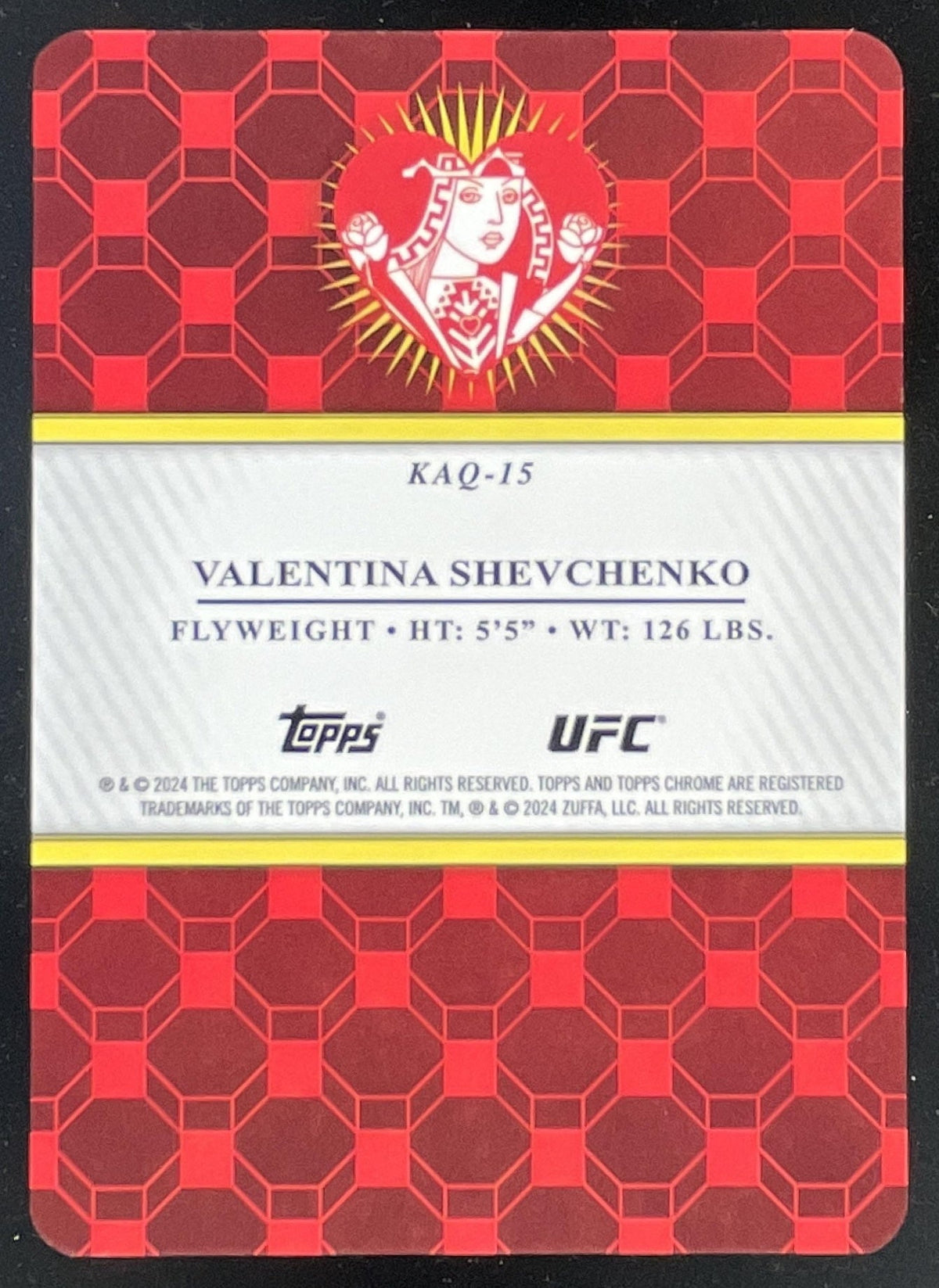 2024 Topps Chrome UFC Kings & Queens #KAQ-15 Valentina Shevchenko product image 2, provided for visual reference and product