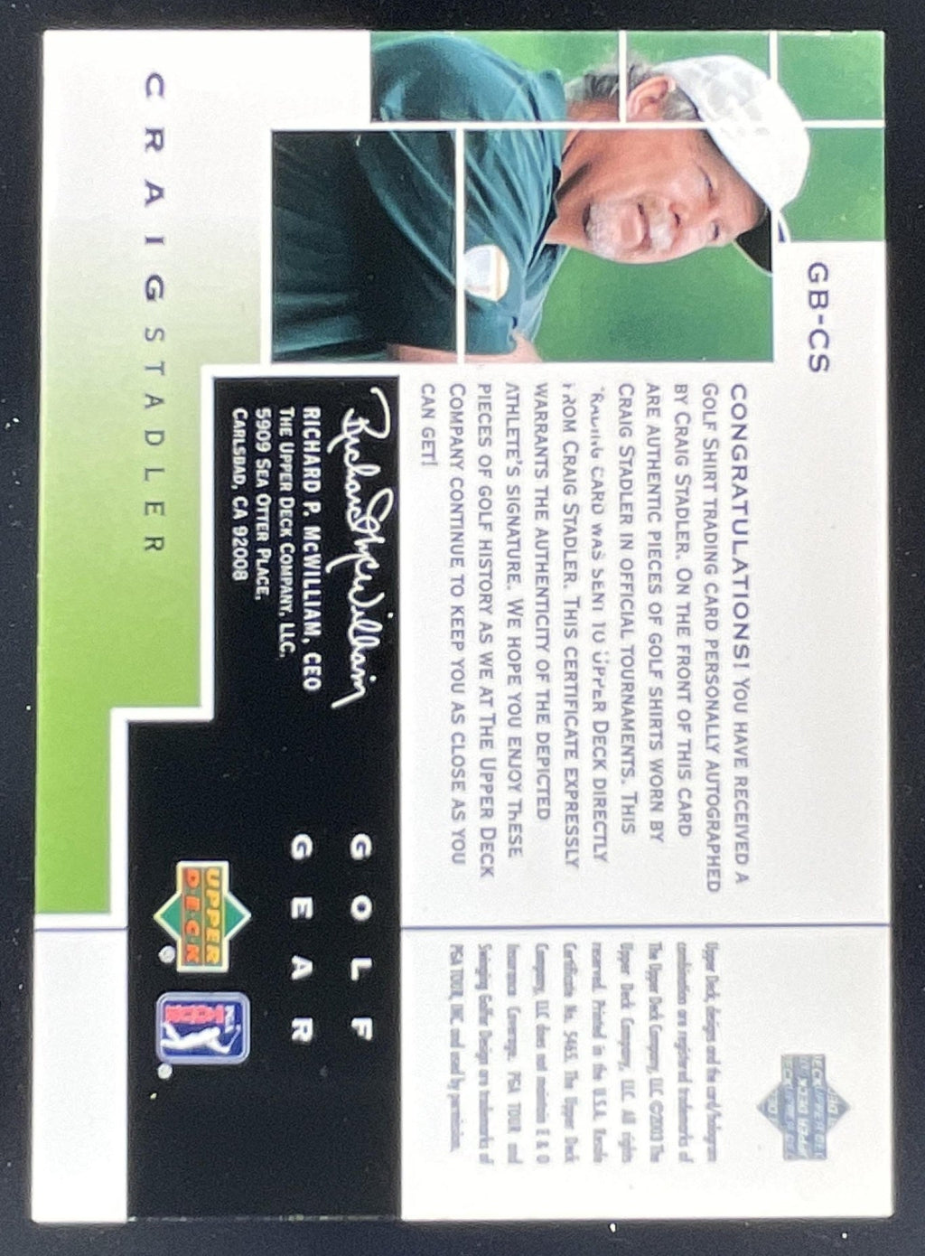 2003 Upper Deck Golf Gear Birdie #GB-CS Craig Stadler Auto product image 2, provided for visual reference and product detail