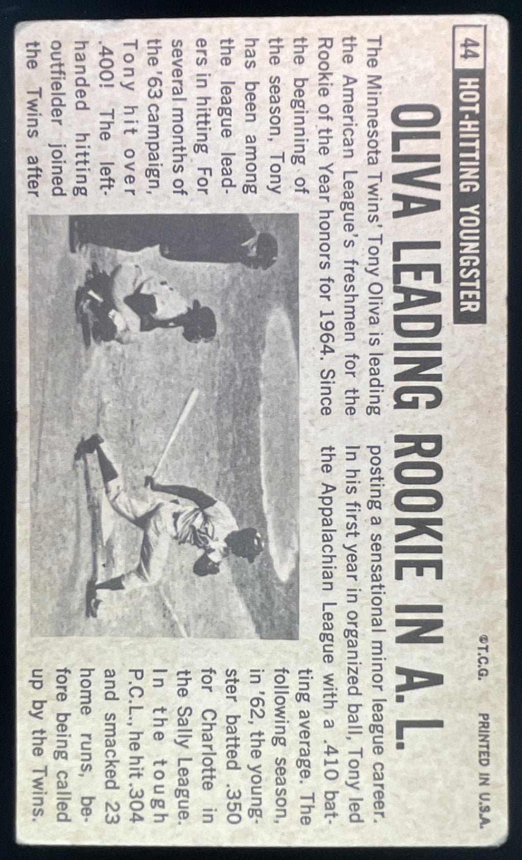 1964 Topps Giants #44 Tony Oliva product image 2, provided for visual reference and product detail review