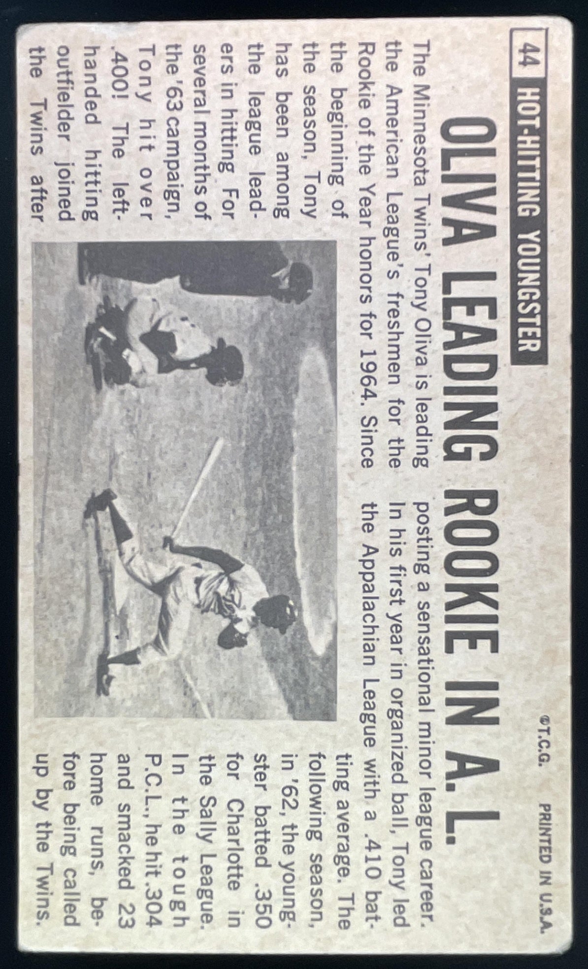 1964 Topps Giants #44 Tony Oliva product image 2, provided for visual reference and product detail review