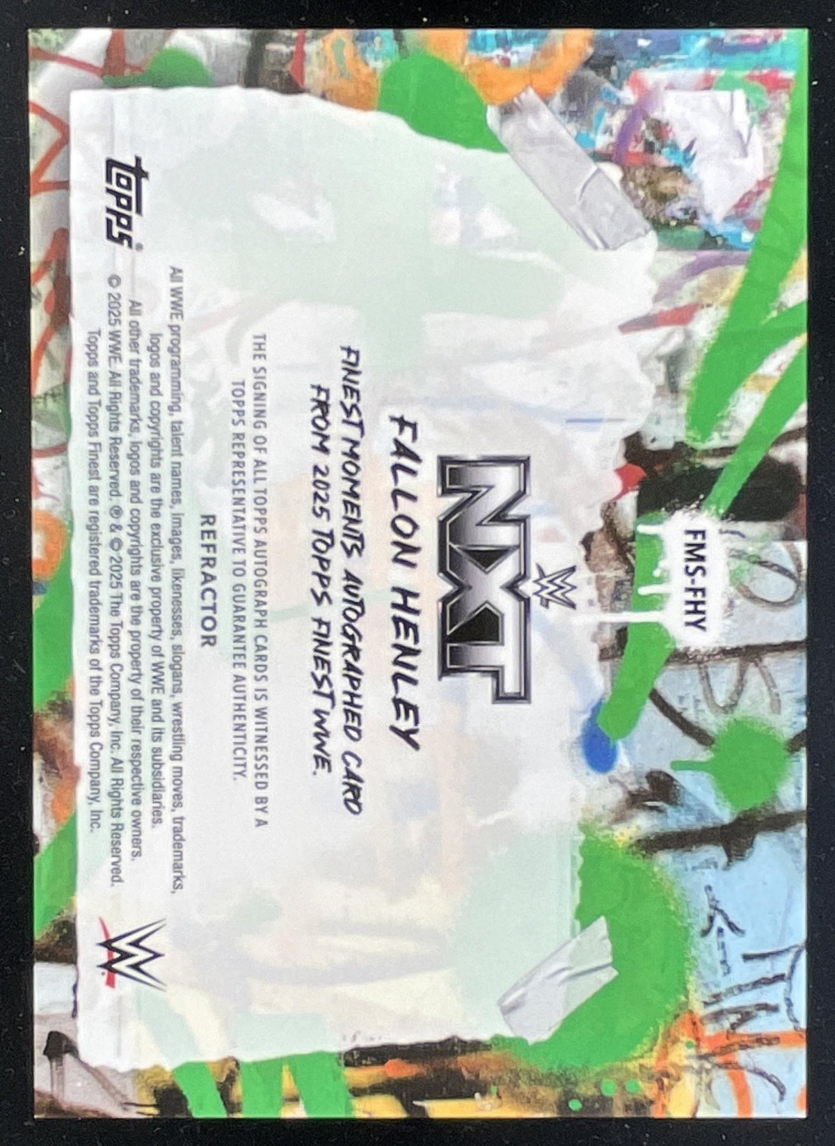 2025 Topps Finest WWE Finest Moments #FMS-FHY Fallon Henley Auto product image 2, provided for visual reference and product
