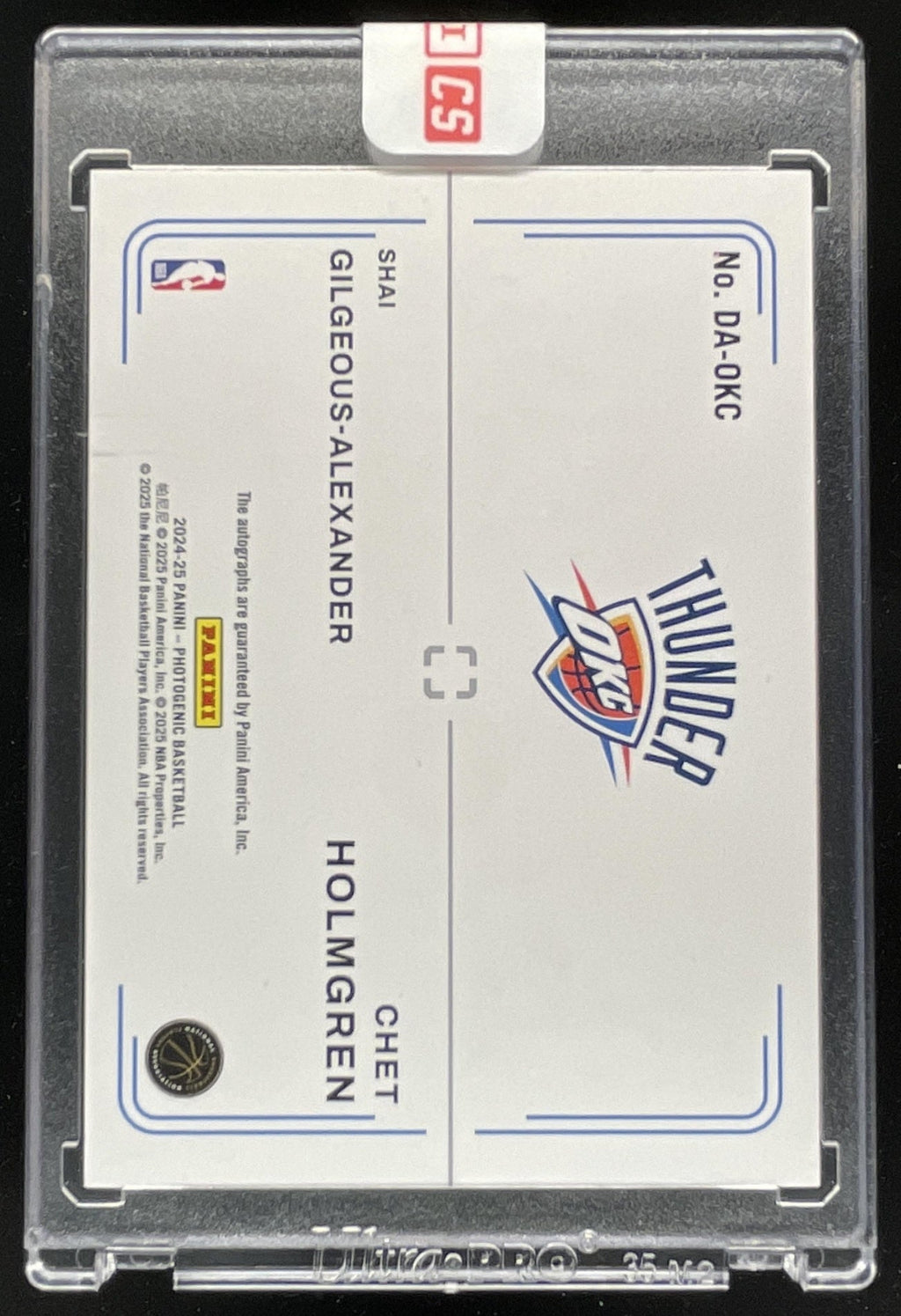 2024-25 Photogenic Dual #DA-OKC Chet Holmgren Shai Gilgeous-Alexander Auto product image 2, provided for visual reference