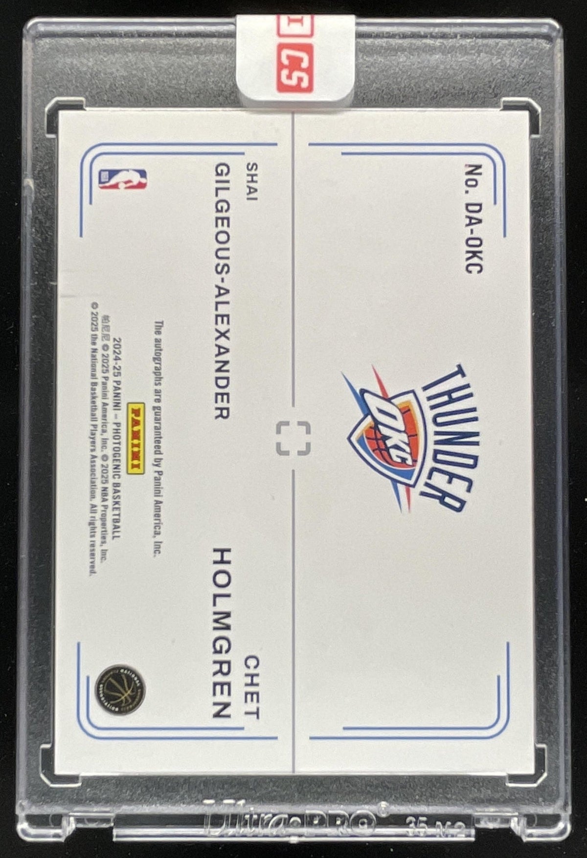 2024-25 Photogenic Dual #DA-OKC Chet Holmgren Shai Gilgeous-Alexander Auto product image 2, provided for visual reference