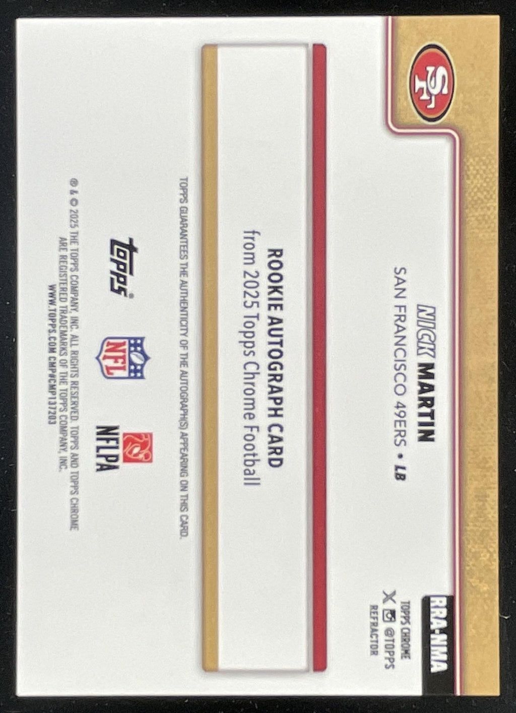 2025 Topps Chrome Retail Rookie #RRA-NMA Nick Martin RC Auto /499 product image 2, provided for visual reference and product