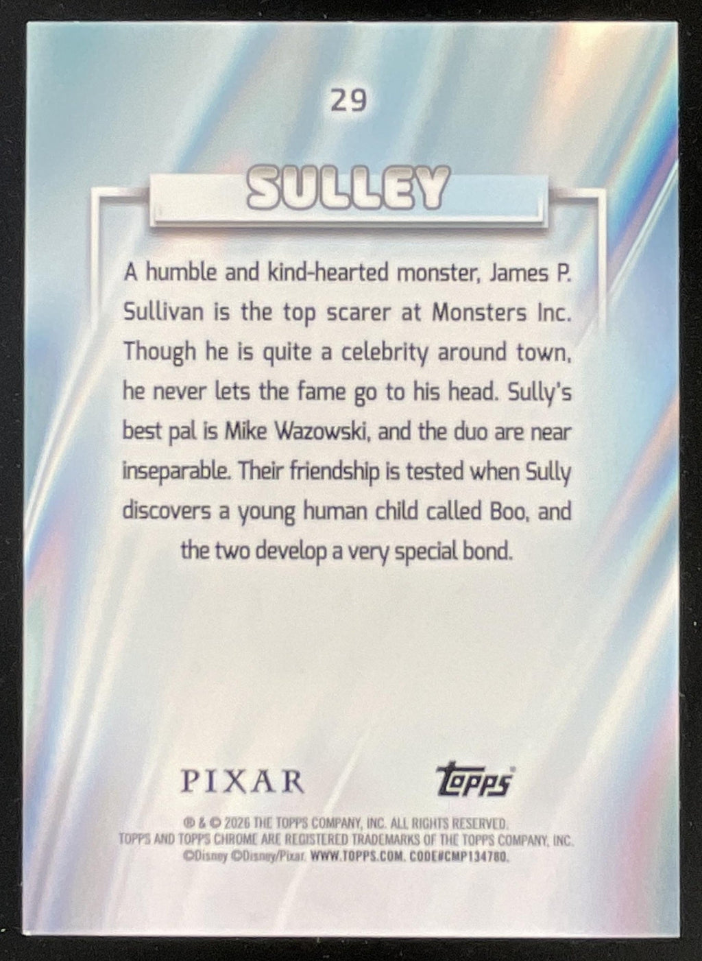 2026 Topps Chrome Disney Pink Mini-Diamond Refractor #29 Sulley /250 product image 2, provided for visual reference and