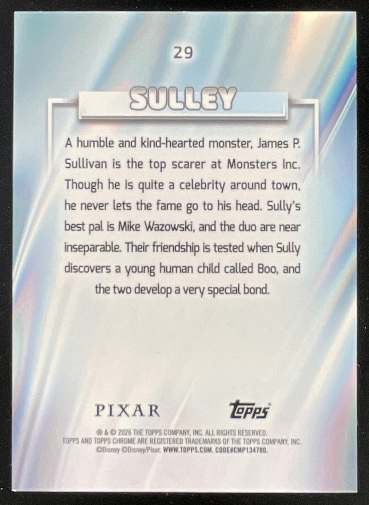 2026 Topps Chrome Disney Pink Mini-Diamond Refractor #29 Sulley /250 product image 2, provided for visual reference and