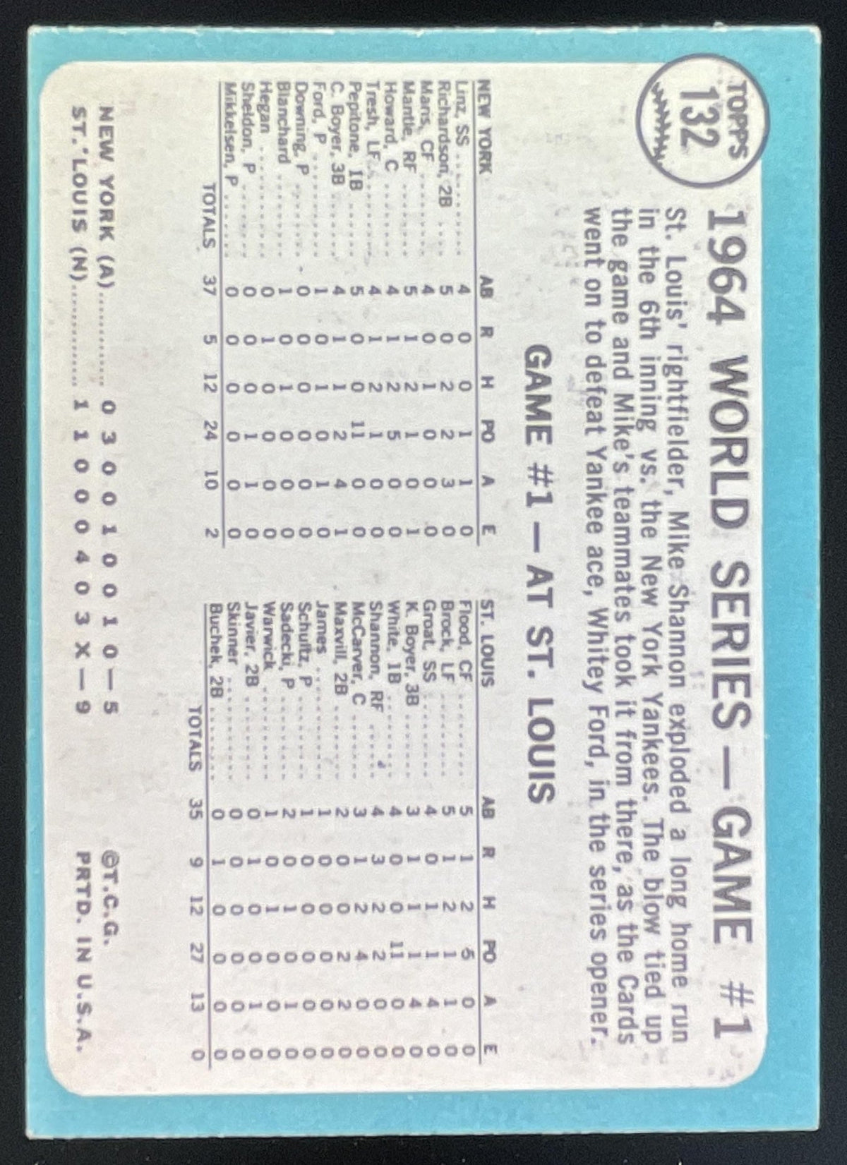 1965 Topps #132 World Series Game #1 - Cards Take Opener product image 2, provided for visual reference and product detail