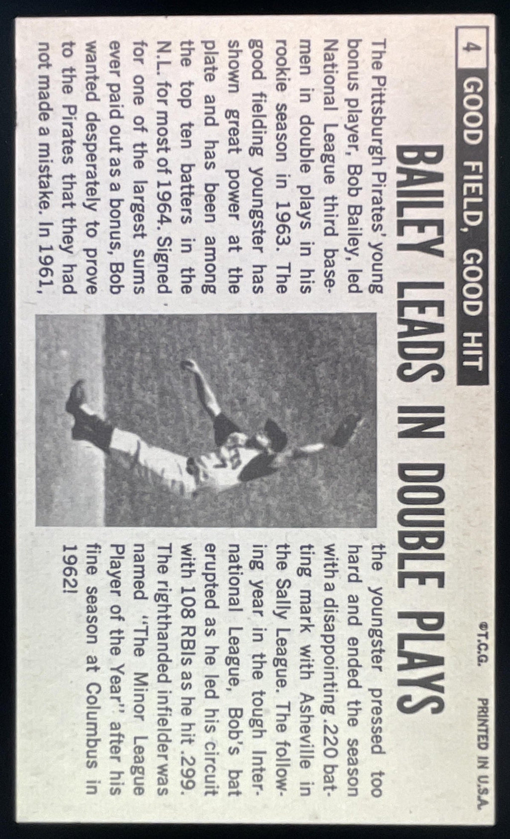 1964 Topps Giants #4 Bob Bailey product image 2, provided for visual reference and product detail review
