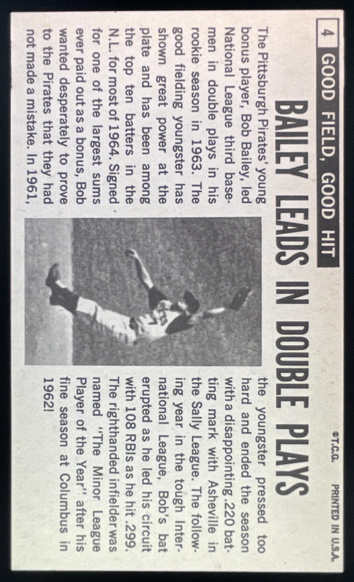 1964 Topps Giants #4 Bob Bailey product image 2, provided for visual reference and product detail review