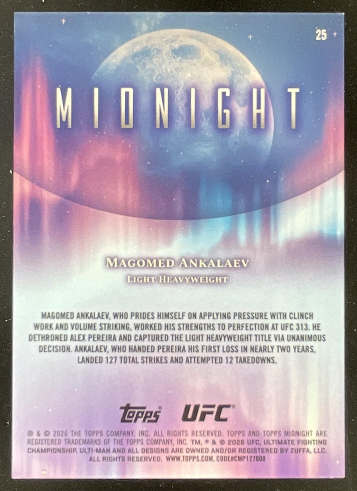 2026 Topps Midnight UFC Moonrise #25 Magomed Ankalaev /25 product image 2, provided for visual reference and product detail