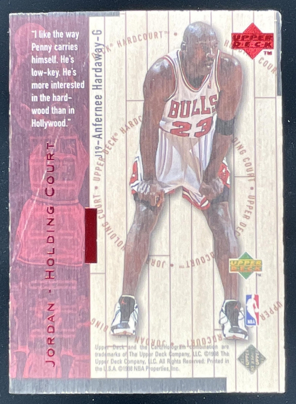 1998 UD Hardcourt Holding Court Red #J19 Anfernee Hardaway Michael Jordan /2300 product image 2, provided for visual