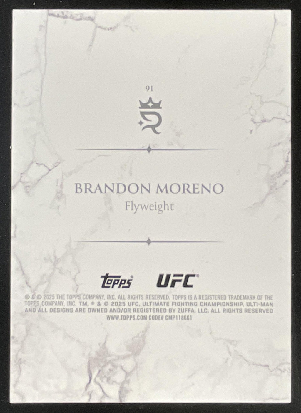 2025 Topps UFC Royalty Blue #91 Brandon Moreno /25 product image 2, provided for visual reference and product detail review