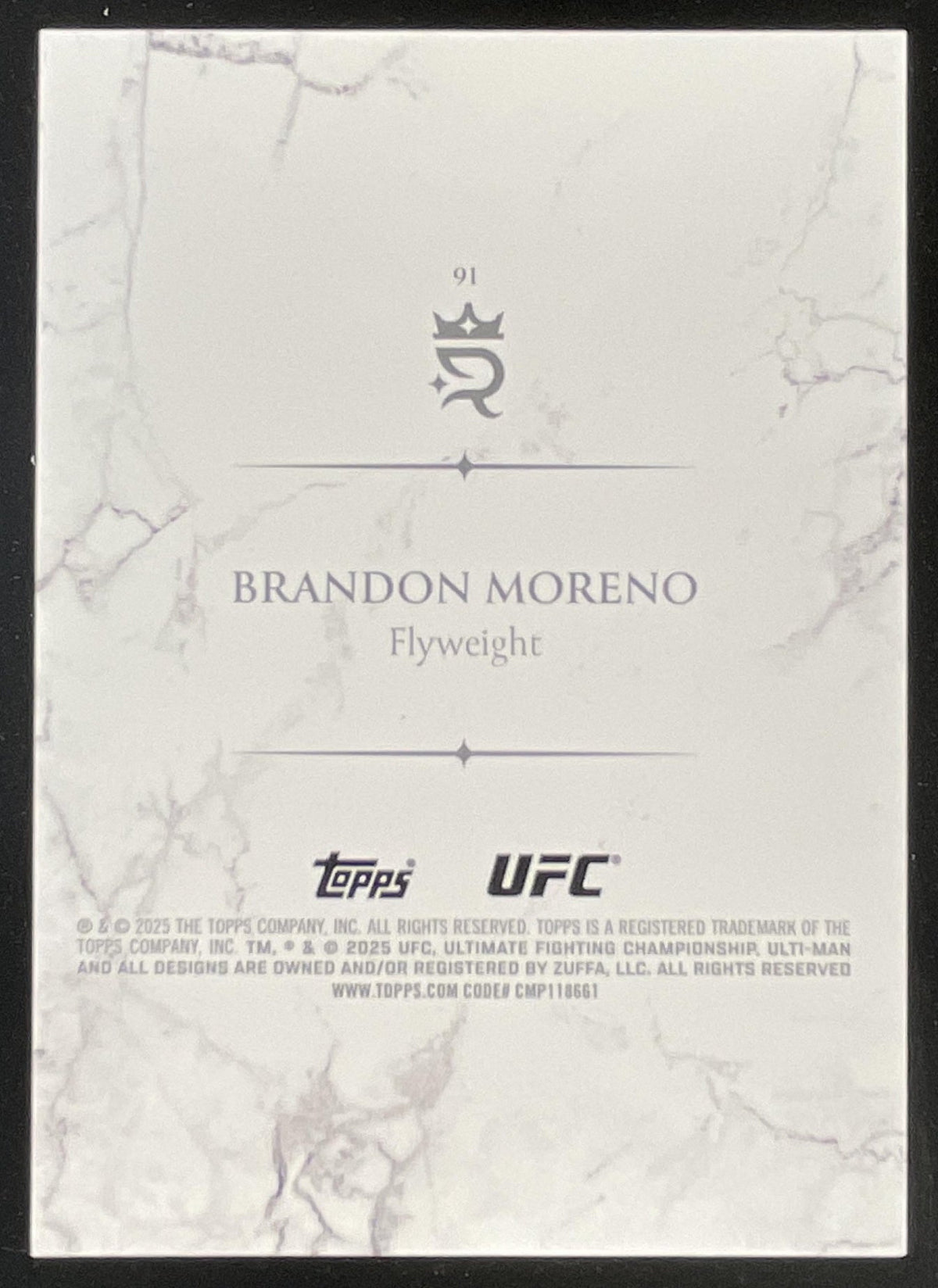2025 Topps UFC Royalty Blue #91 Brandon Moreno /25 product image 2, provided for visual reference and product detail review