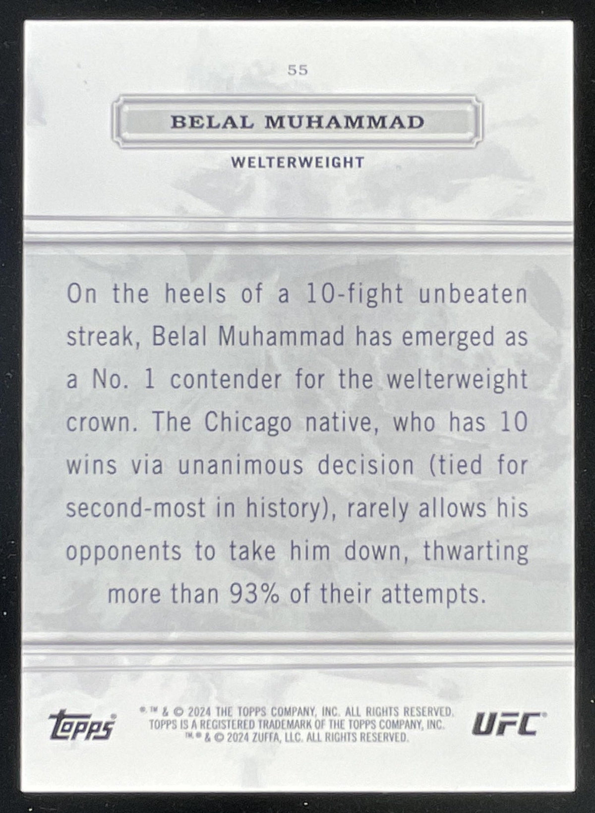 2024 Topps Royalty UFC Blue #55 Belal Muhammad /25 product image 2, provided for visual reference and product detail review