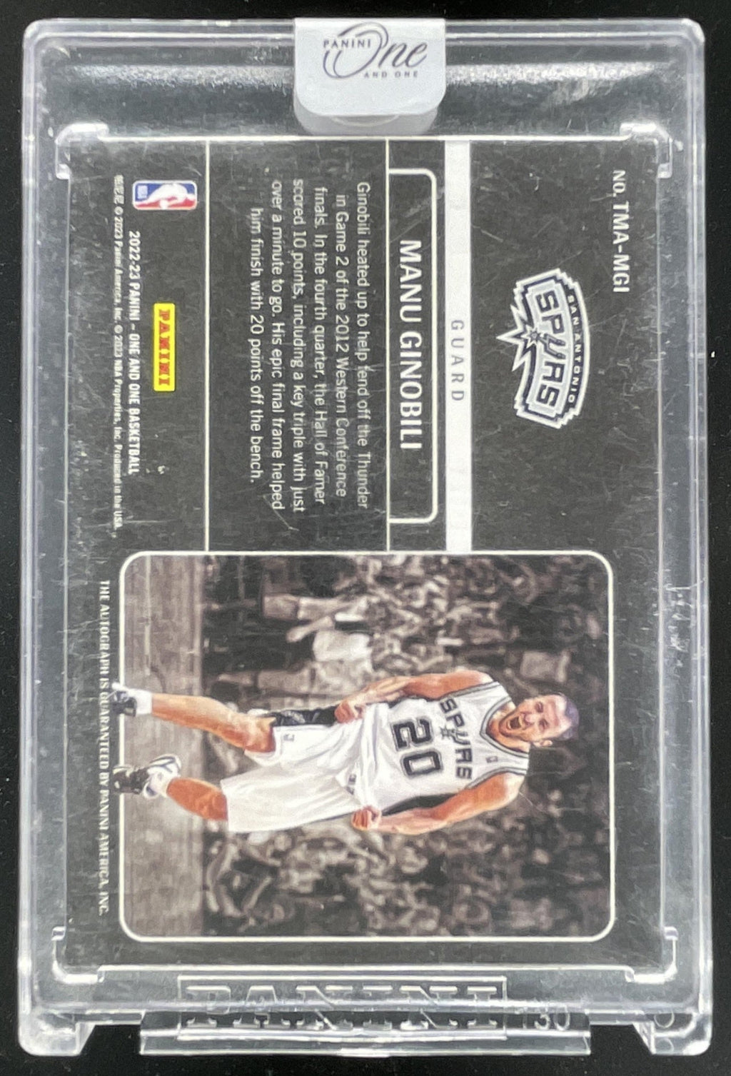 2022 One & One Timeless Moments Horizontal Red #TMA-MGI Manu Ginobili Auto /35 product image 2, provided for visual