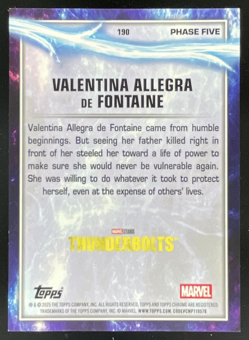 2025 Topps Chrome Marvel Studios Gold Wave Valentina Allegra de Fontaine /50 product image 2, provided for visual reference