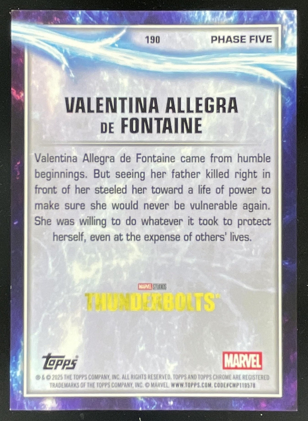 2025 Topps Chrome Marvel Studios Gold Wave Valentina Allegra de Fontaine /50 product image 2, provided for visual reference