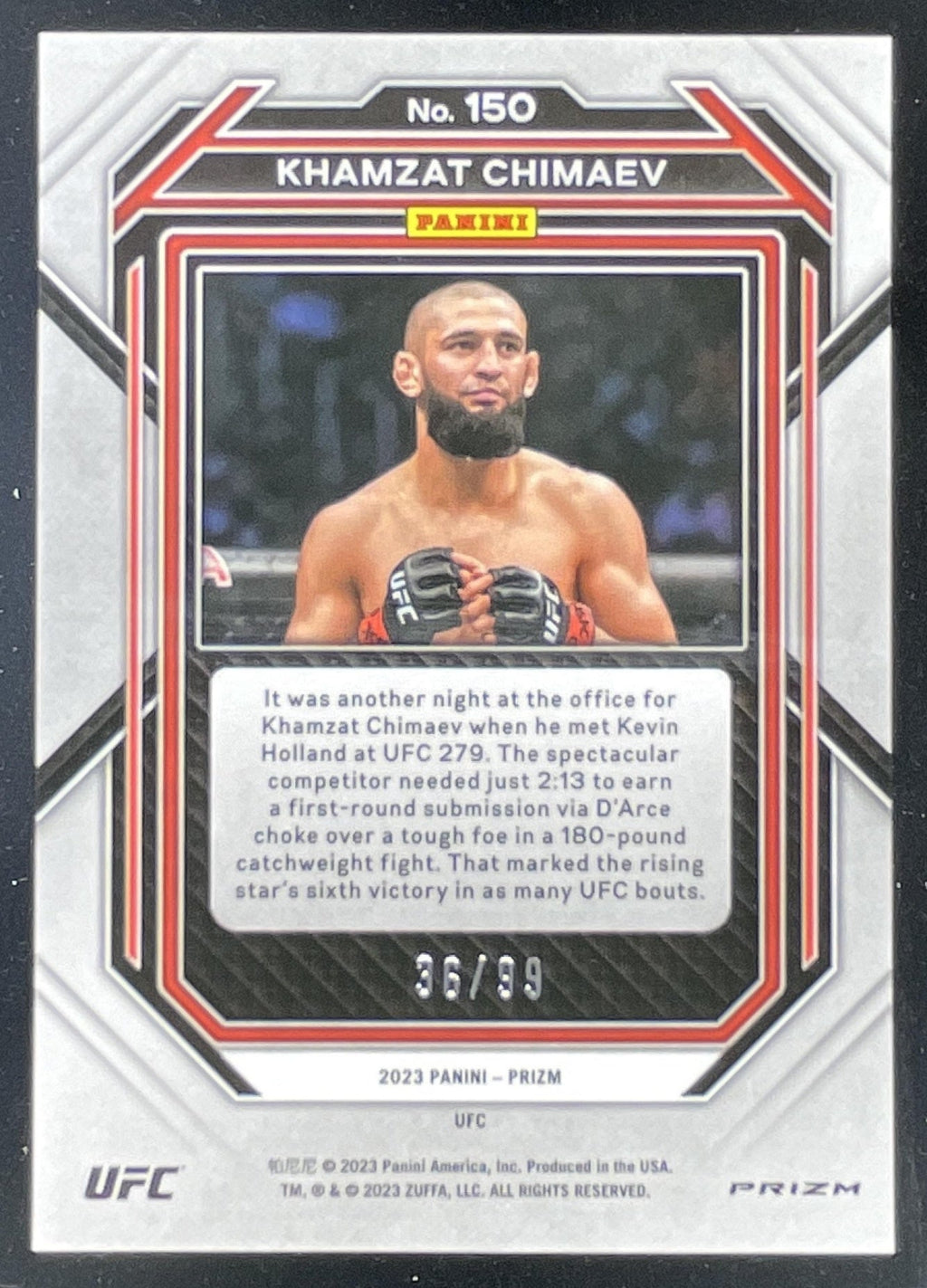2023 Panini Prizm UFC Orange Prizms #150 Khamzat Chimaev /99 product image 2, provided for visual reference and product
