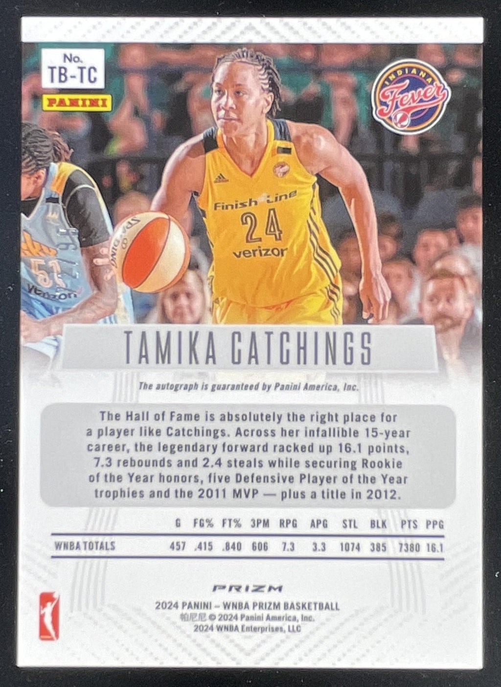 2024 WNBA Prizm Throwback Signatures Red Prizm #TB-TC Tamika Catchings Auto /99 product image 2, provided for visual