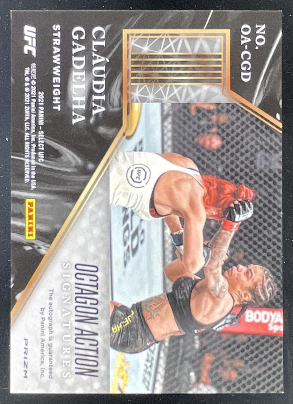 2021 Select UFC Octagon Action Disco Prizms #OA-CGD Claudia Gadelha Auto product image 2, provided for visual reference and