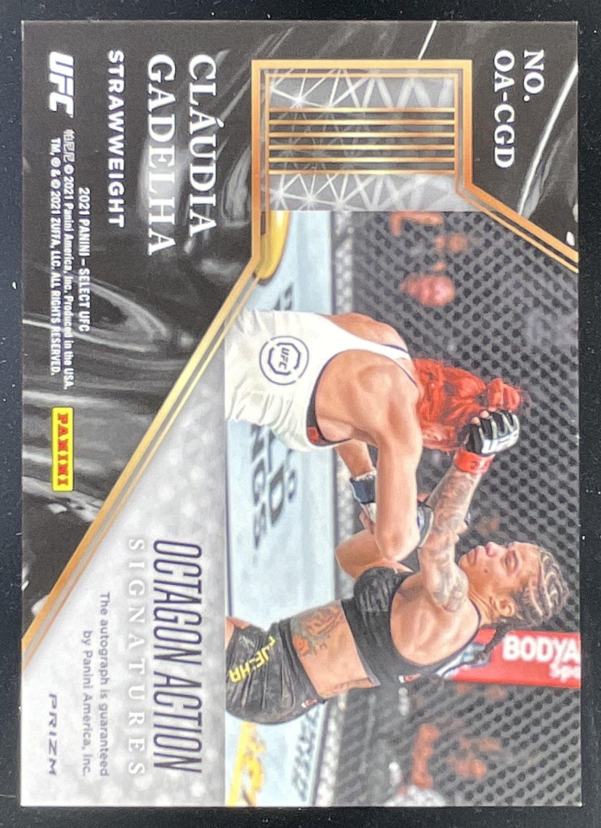 2021 Select UFC Octagon Action Disco Prizms #OA-CGD Claudia Gadelha Auto product image 2, provided for visual reference and