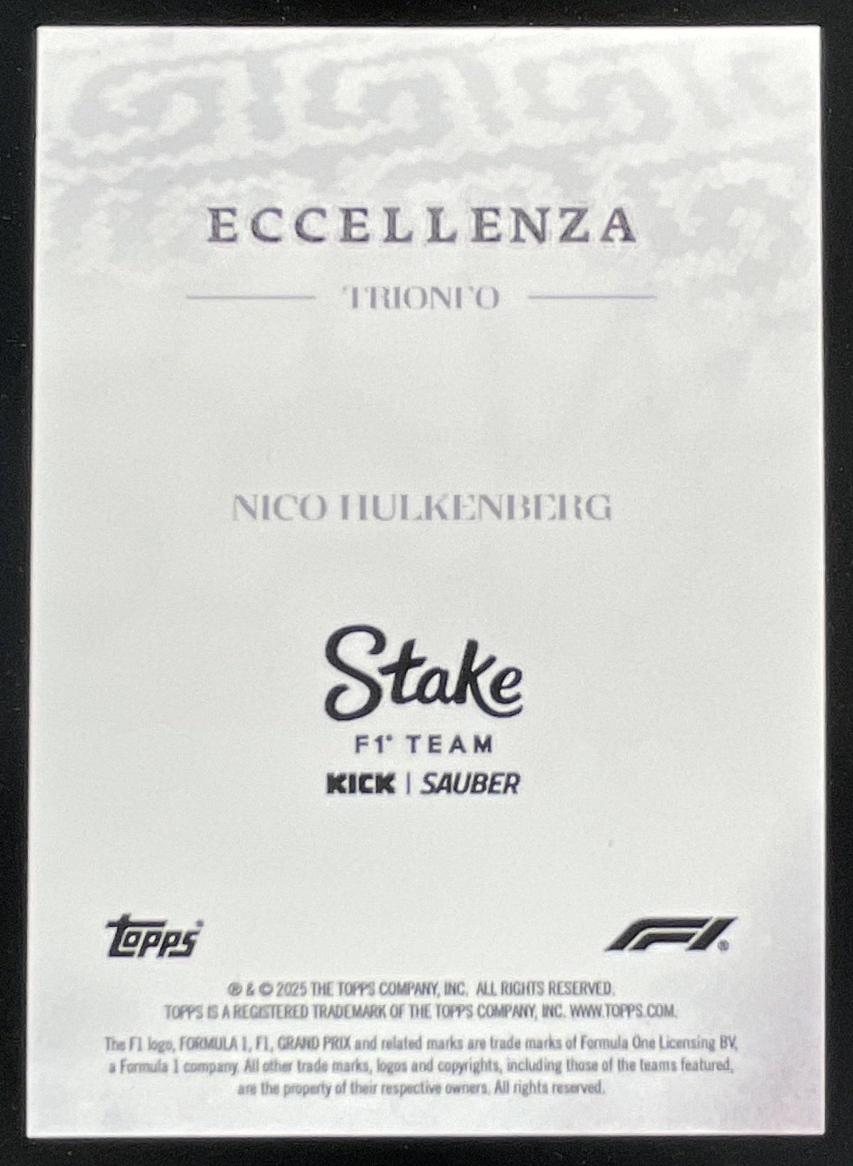 2025 Topps Eccellenza F1 Purple #NNO Nico Hulkenberg /50 product image 2, provided for visual reference and product detail