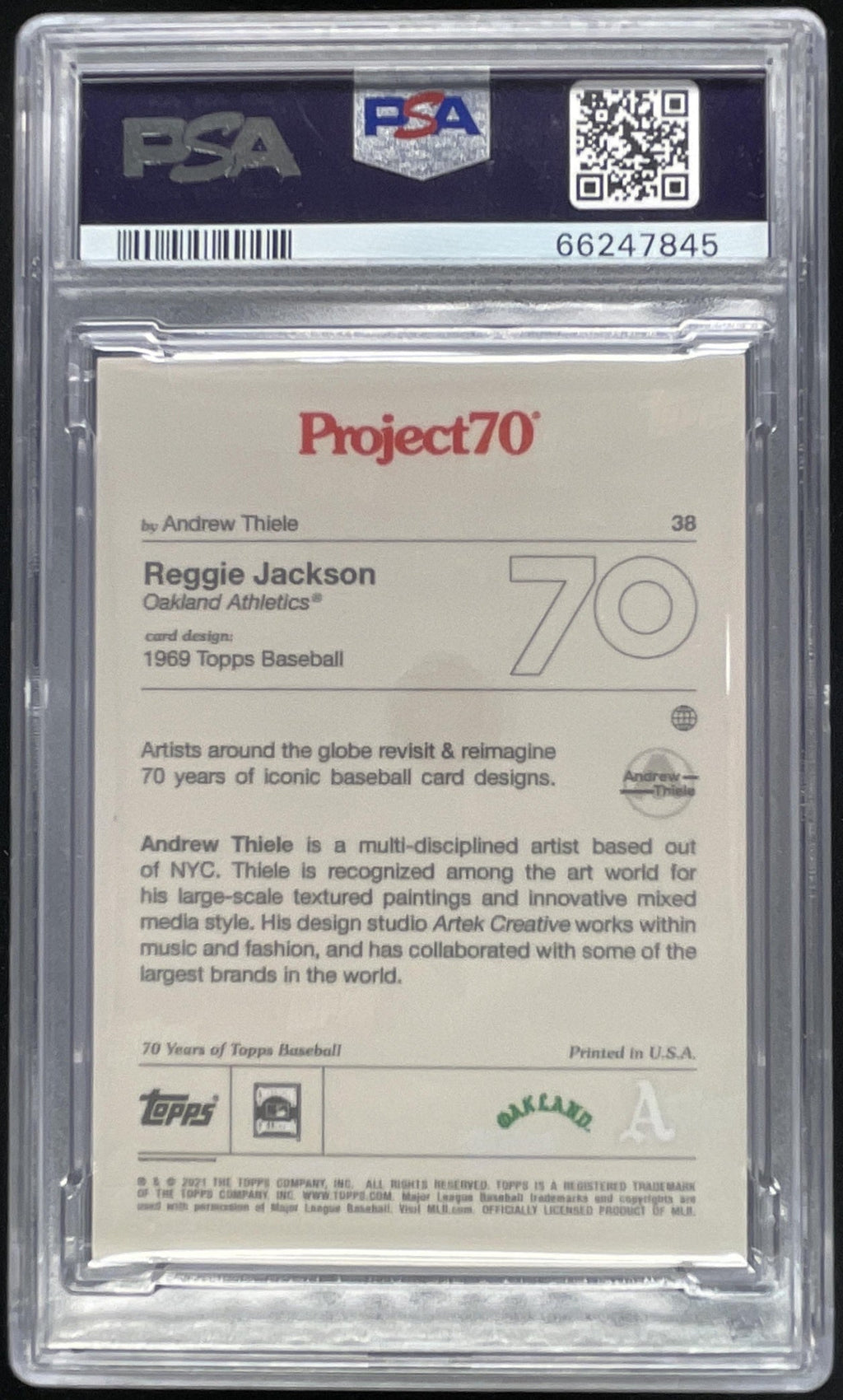 2021 Topps Project70 Authentic Autograph #38 Reggie Jackson Auto PSA 8 product image 2, provided for visual reference and